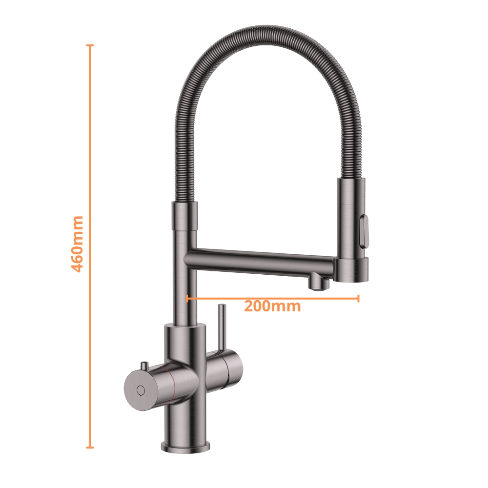 3-in-1-Hahn für kochendes Wasser Gun Metal | Flexibler Auslauf - Bild 3